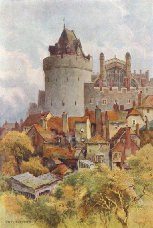 La torre del toque de queda (litografía en color) de Ernest William Haslehust