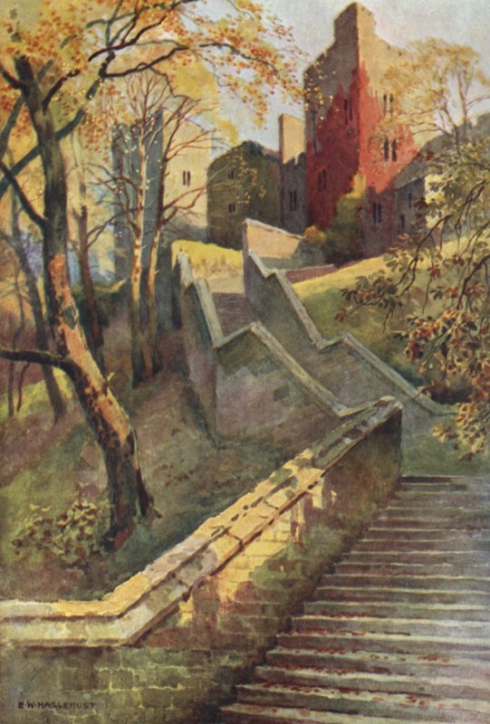 Los cien escalones (litografía en color) de Ernest William Haslehust