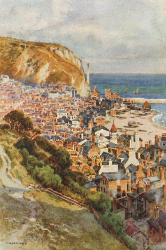 The Old Town, Hastings (litografía en color) de Ernest William Haslehust