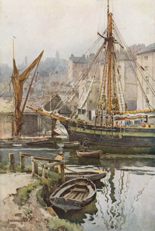 El muelle de Exeter (litografía en color) de Ernest William Haslehust