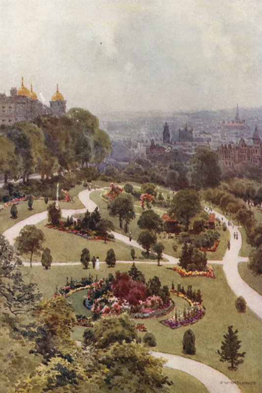 The Valley Gardens, Harrogate (litografía en color) de Ernest William Haslehust