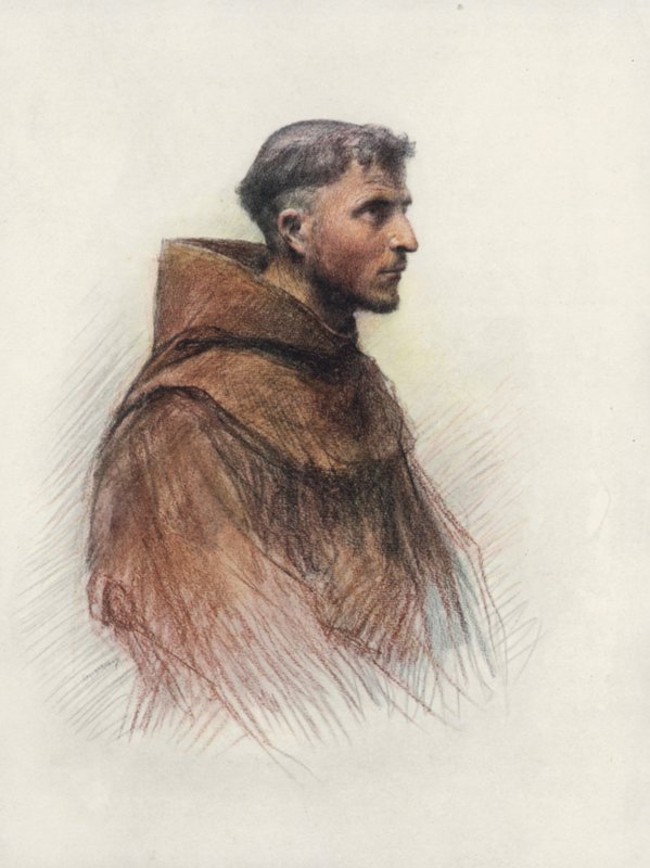 Fray Masseo (litografía en color) de Eugene (after) Burnand