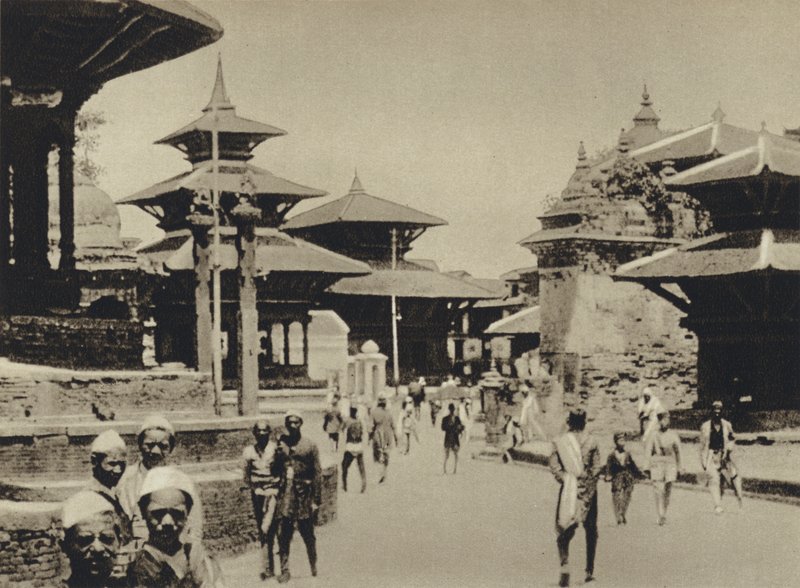 India, Temple Street, Katmandú (foto en blanco y negro) de European Photographer