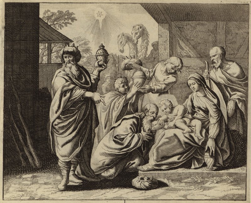 Adoración de los Reyes Magos (grabado) de European School