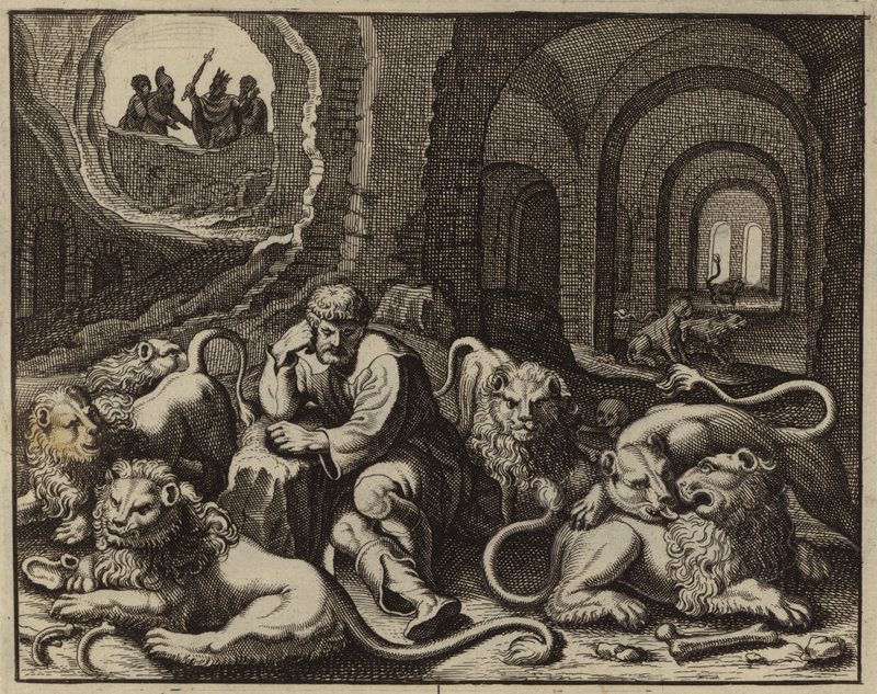 Daniel en el foso de los leones (grabado) de European School