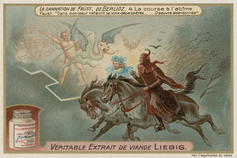 Fausto y Mefistófeles pasando junto a demonios de European School