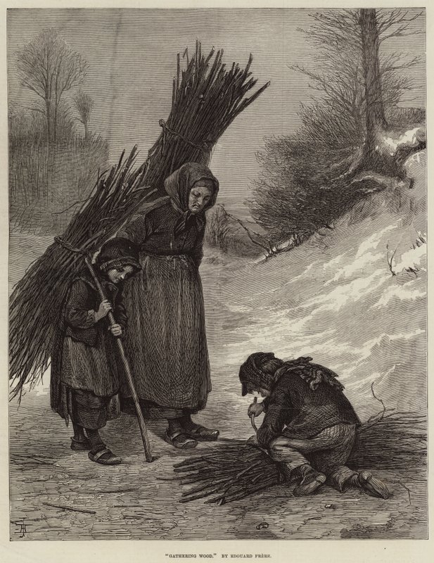 Recolección de leña (grabado) de European School
