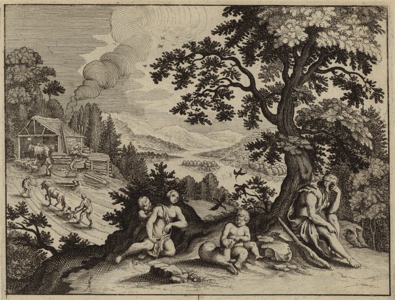 El castigo de Dios de Adán y Eva (grabado) de European School