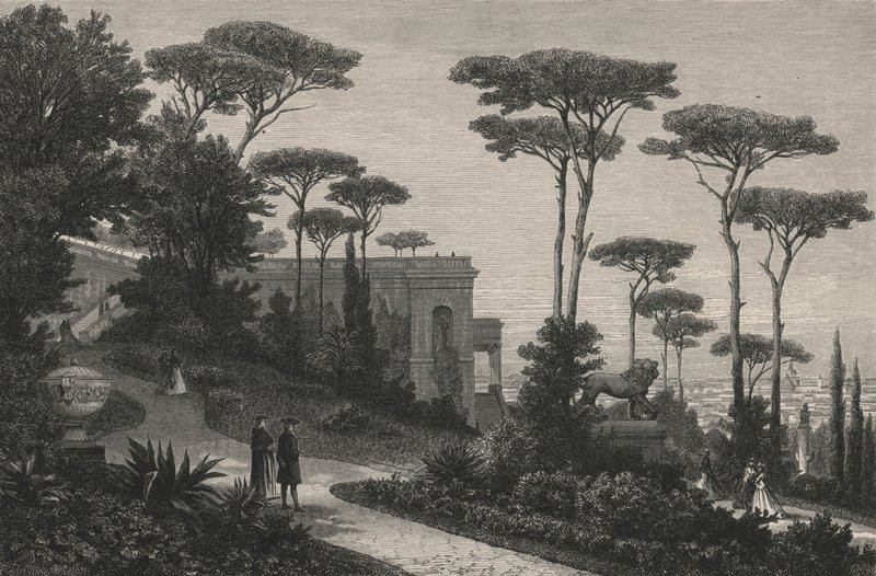 Le Monte-Pincio en Roma (grabado) de European School