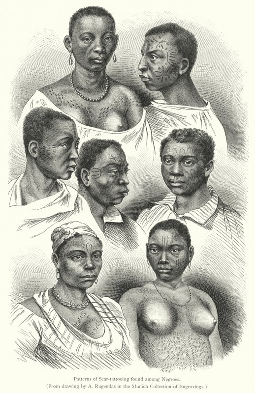 Patrones de tatuajes de cicatrices encontrados entre los negros de European School