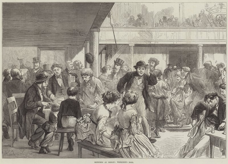 Bocetos en Berlín, baile de los trabajadores (grabado) de European School