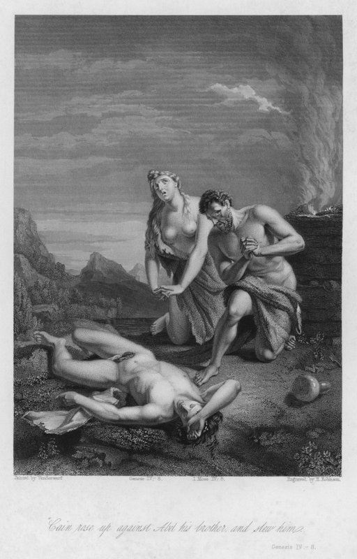 La primera muerte, Génesis IV, 8 (grabado) de European School