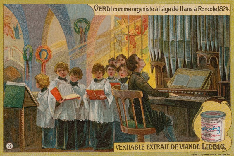 Verdi tocando el órgano en Roncole de European School
