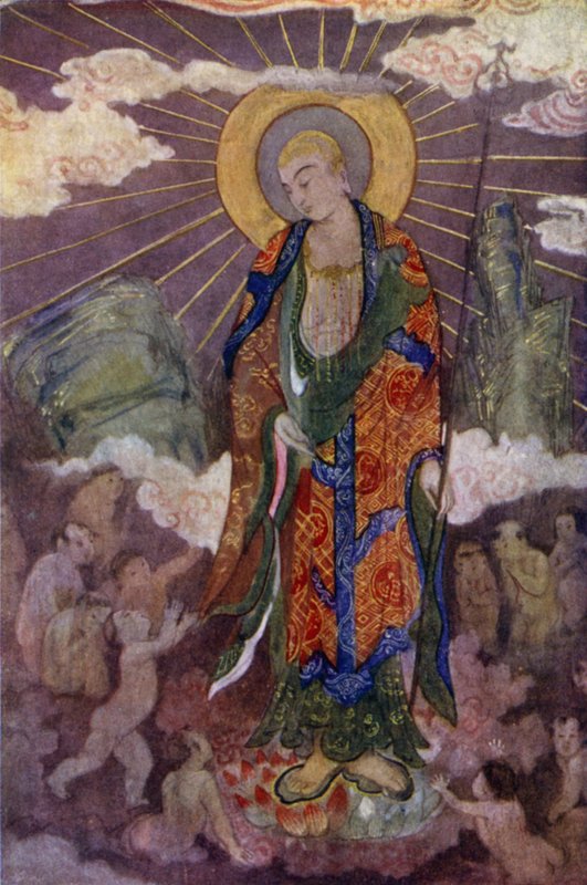 Jizo, el dios de los niños (litografía en color) de Evelyn Paul