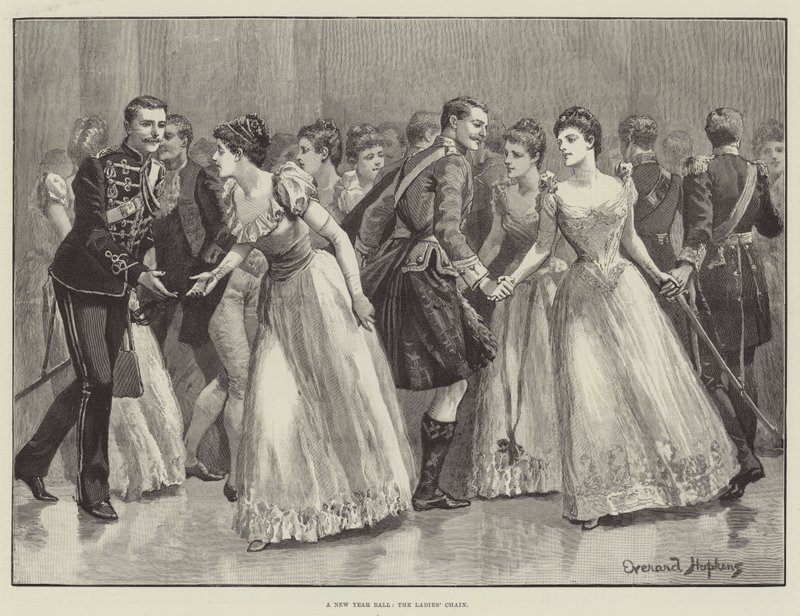 Un Baile de Año Nuevo, la Cadena de las Damas de Everard Hopkins
