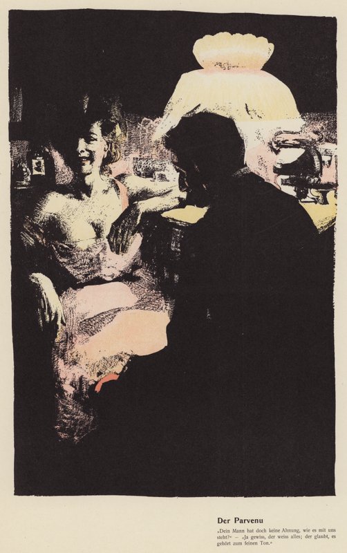 El parvenu (litografía en color) de Ferdinand von Reznicek