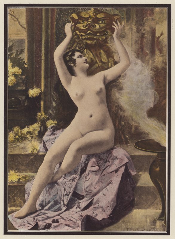 La bella y la bestia (litografia en color) de Fernand Le Quesne