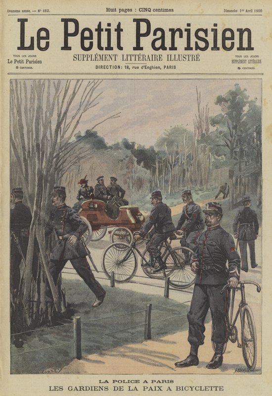 Policías de París usando bicicletas de Fortune Louis Meaulle