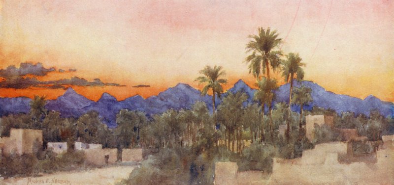 Puesta de sol (litografía en color) de Frances Nesbitt