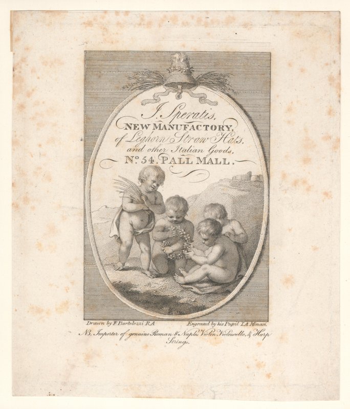 Tarjeta comercial, J Speratis de Francesco Bartolozzi