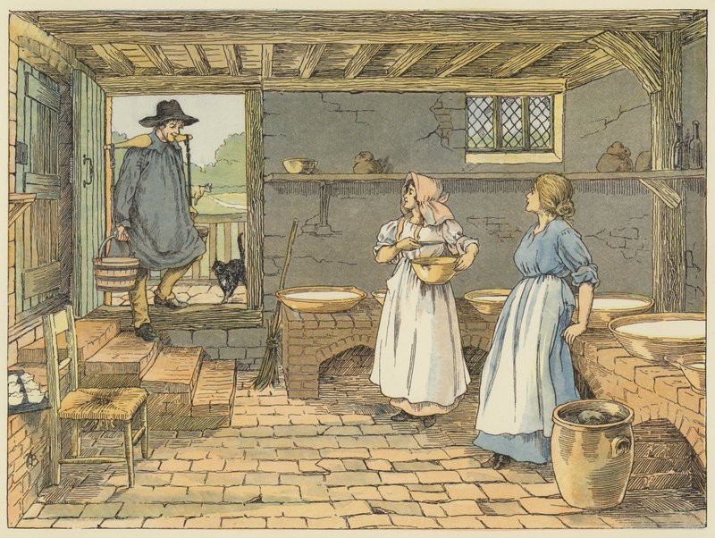 Dairy Man (litografía en color) de Francis Donkin Bedford
