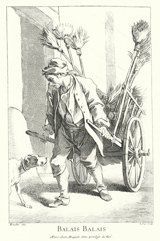 Vendedor de escobas (grabado) de Francois (after) Boucher