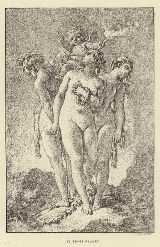 Las tres gracias (grabado) de Francois (after) Boucher