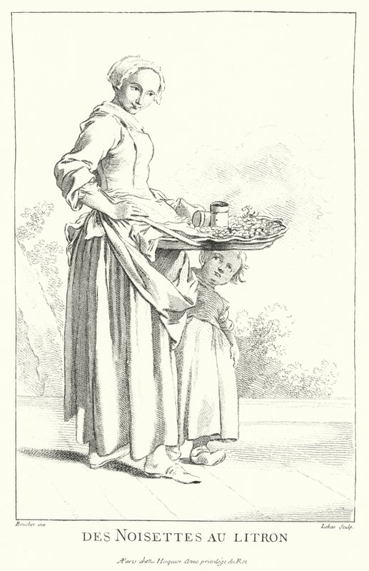 Vendedor de nueces (grabado) de Francois (after) Boucher