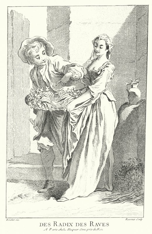 Vendedor de rábanos y nabos (grabado) de Francois (after) Boucher