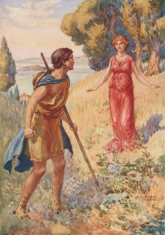 Lycius se encuentra con Lamia, de Lamia de John Keats de Frank Adams