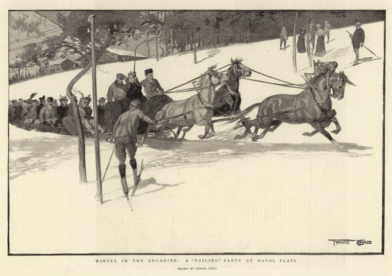 Invierno en Engadina, una fiesta de trineo en Davos Platz de Frank Craig