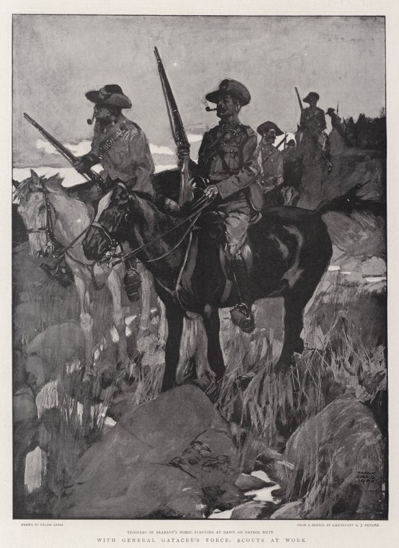 Con la fuerza del General Gatacre, exploradores en acción de Frank Craig