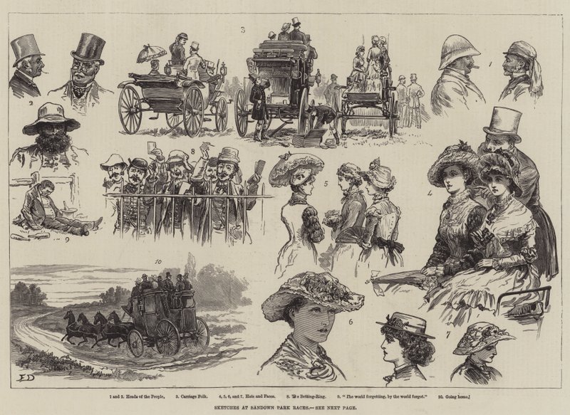 Bocetos en las carreras de Sandown Park de Frank Dadd