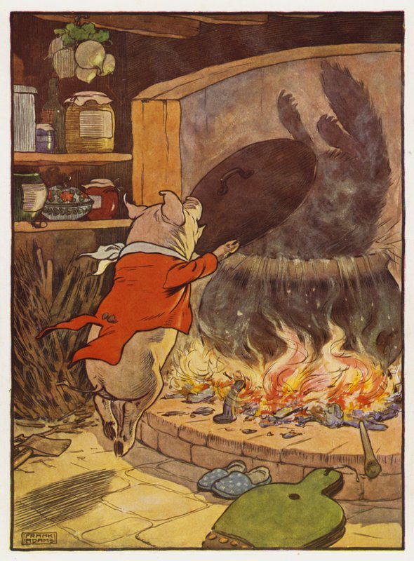 Ilustración para Los Tres Cerditos de Frank Adams