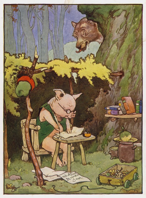 Ilustración para Los Tres Cerditos de Frank Adams
