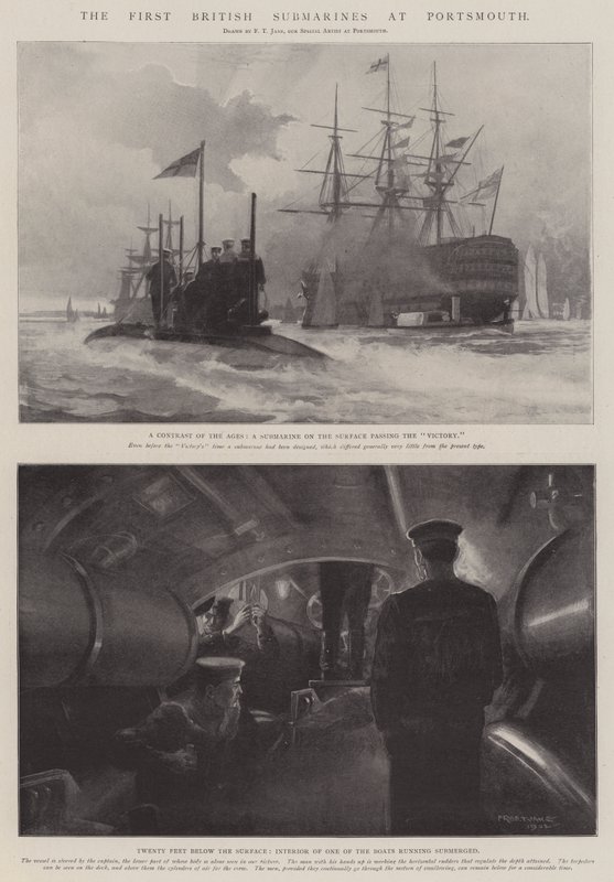 Los Primeros Submarinos Británicos en Portsmouth de Fred T. Jane
