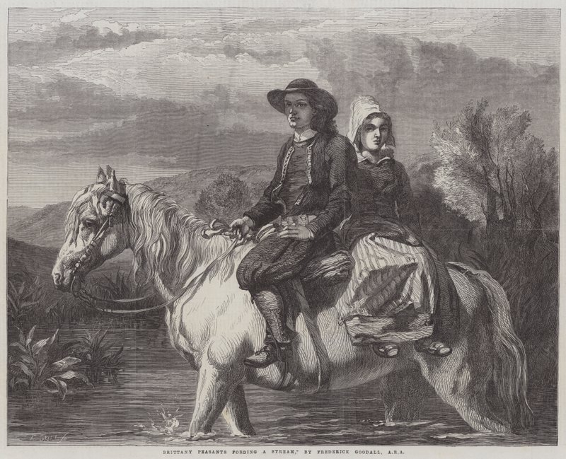 Campesinos de Bretaña cruzando un Arroyo de Frederick Goodall