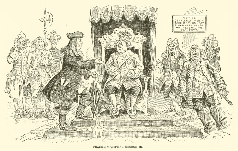 Franklin visitando a Jorge III de Frederick Burr Opper