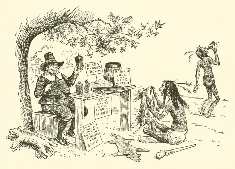 Los puritanos intercambian con los indios de Frederick Burr Opper