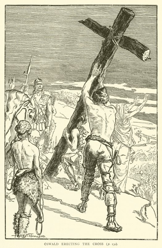 Oswald erigiendo la Cruz de Frederick Henry Townsend