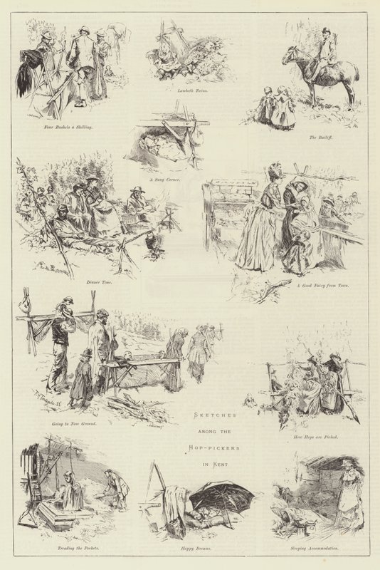 Bocetos entre los recolectores de lúpulo en Kent de Frederick Henry Townsend