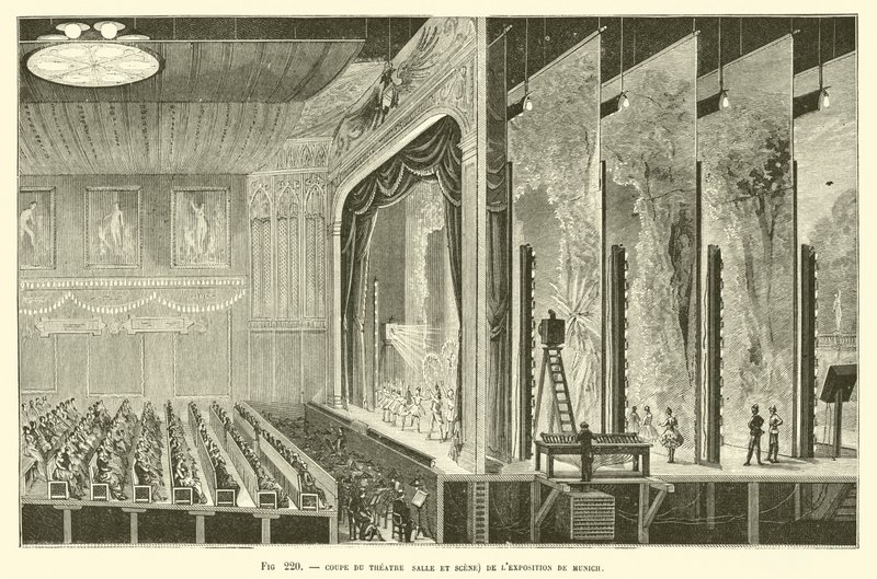 Sección del Teatro (Sala y Escena) de la Exposición de Múnich de French School