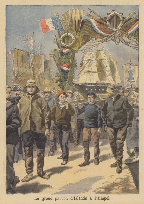 Procesión de pescadores en Paimpol, Bretaña de French School
