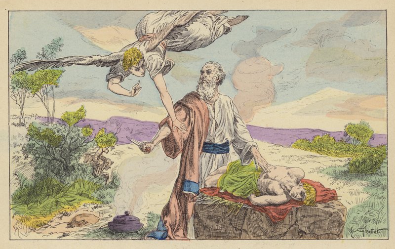 El sacrificio de Isaac por Abraham de French School