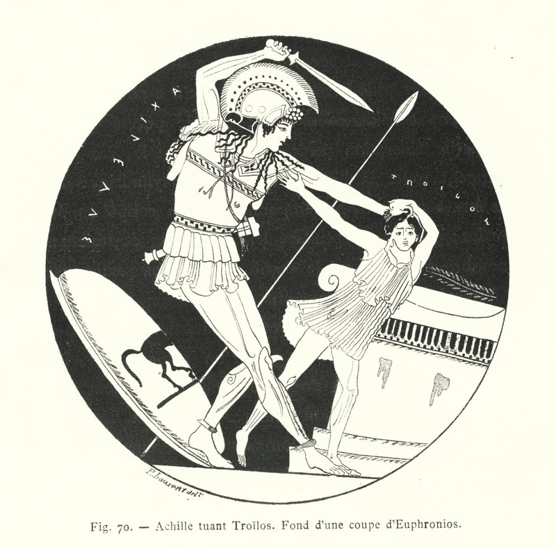 Aquiles matando a Troilo (litografía) de French School