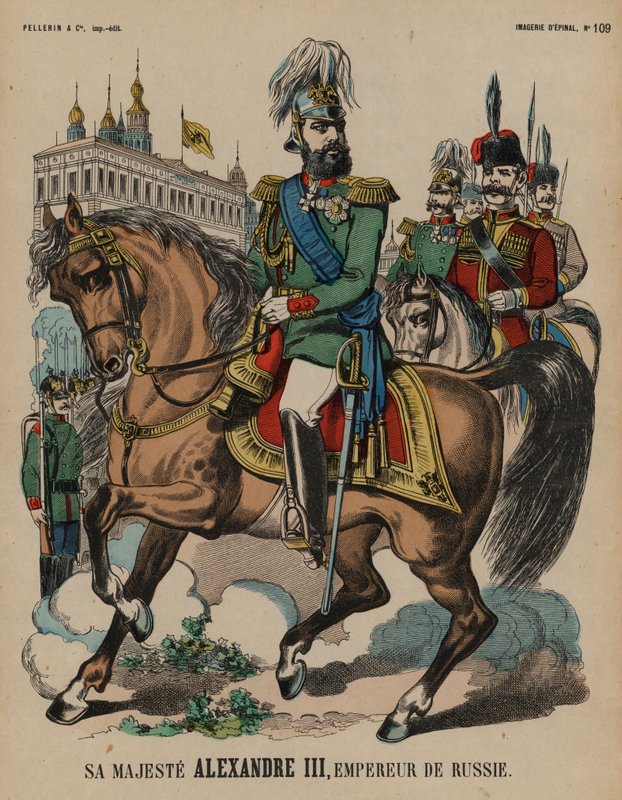Alejandro III, Zar de Rusia (grabado coloreado) de French School