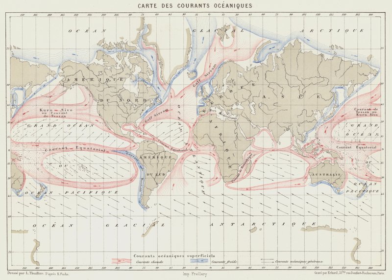Mapa de las corrientes oceánicas de French School