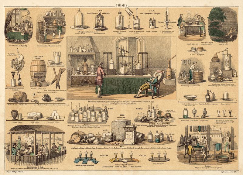 Química (litografía en color) de French School