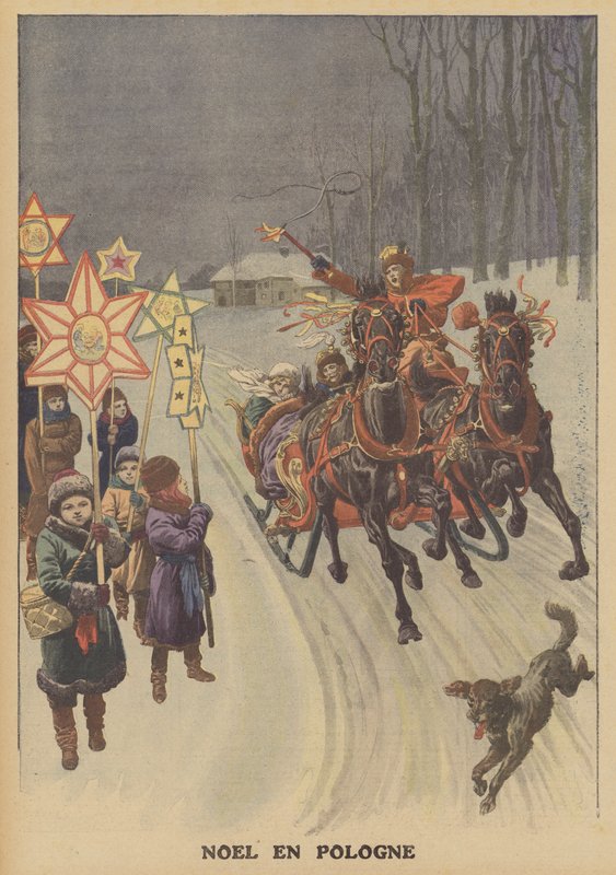 Navidad en Polonia (litografía a color) de French School