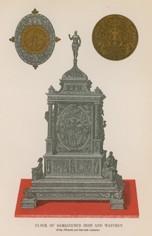 Reloj de hierro damasquinado y relojes de French School